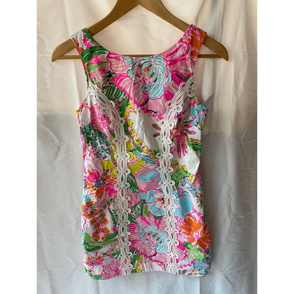 Lilly Pulitzer For Target Nosey Posie Shift Dress Size 4 20th Anni w/ embroidery